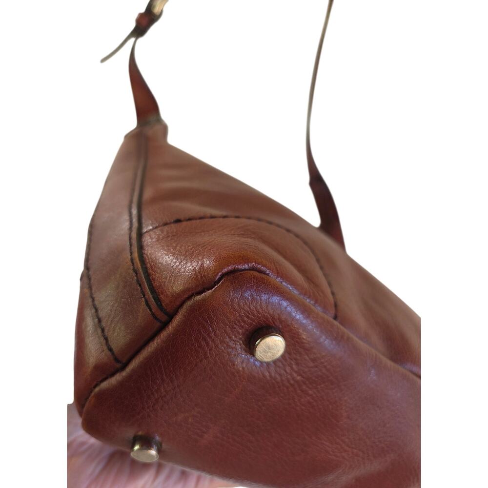 Pelle Studio Y2K Leather Coachella Festival Bag Cognac Brown Baguette Shoulder - Picture 10 of 12